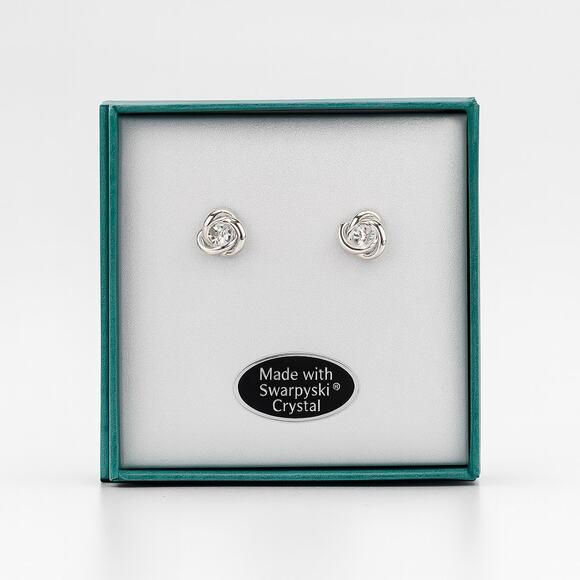Swarovski · Platinum Tone · Crystal Heart Stud Earrings · Silver Sparkle Jewelry - Picture 5 of 5